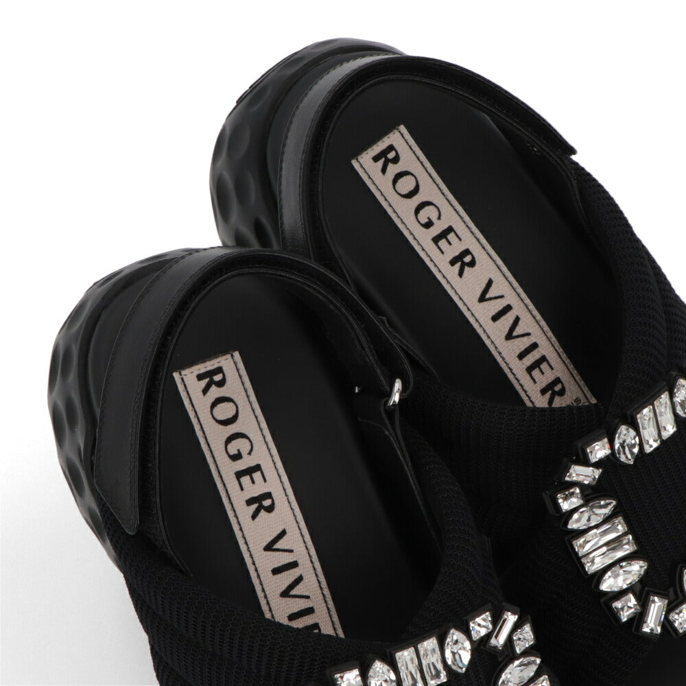 Roger Vivier サンダル ブラック ビジュー ラバーソール ヒールなし RVW66733560DX2