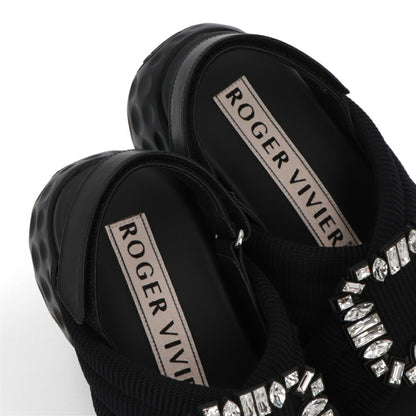 Roger Vivier サンダル ブラック ビジュー ラバーソール ヒールなし RVW66733560DX2
