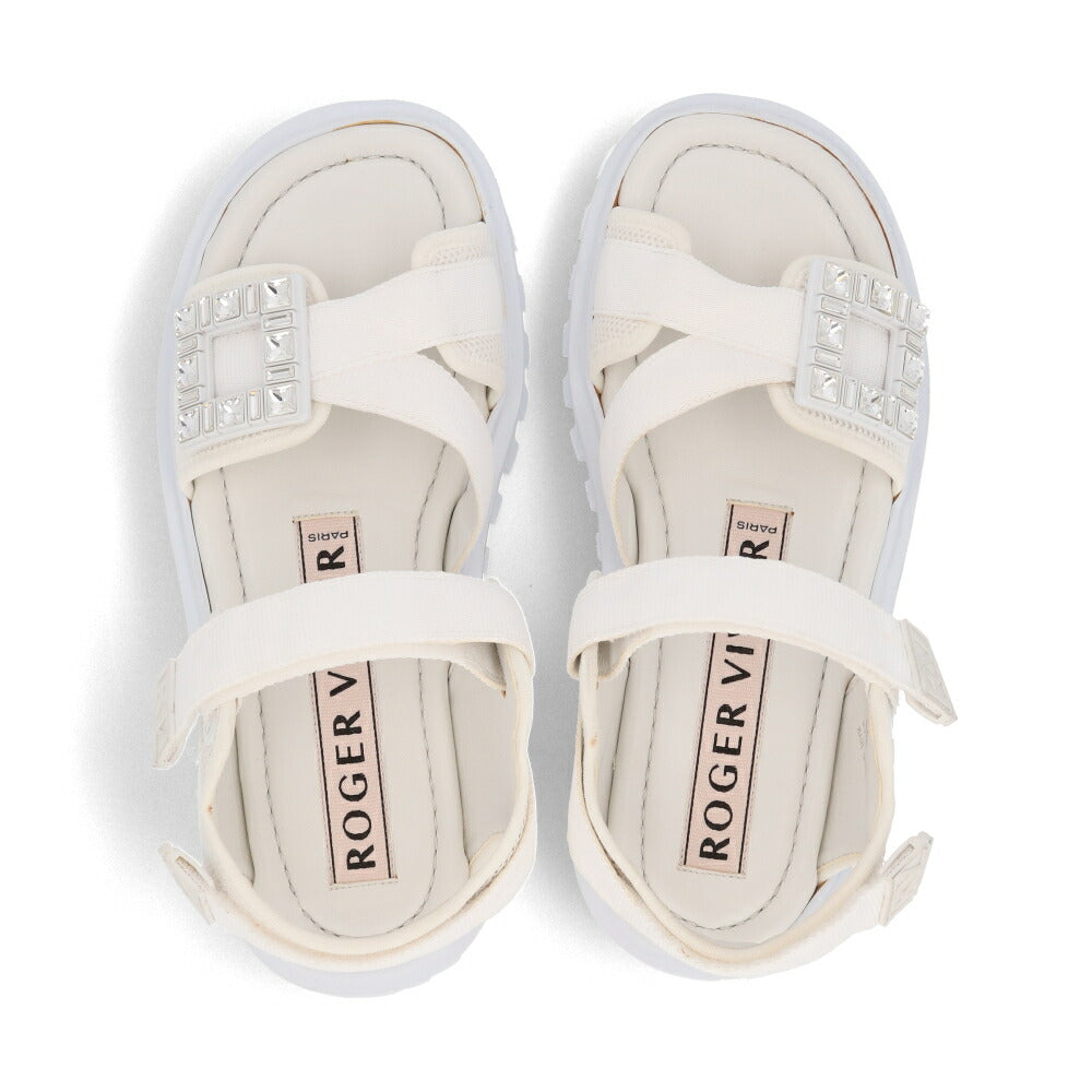 Roger Vivier ロジェ ヴィヴィエ サンダル ホワイト ストラスバックル ストラップ 軽量 ヒールあり RVW70637560T58