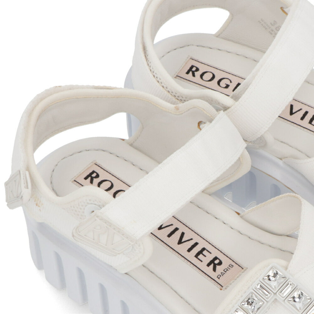Roger Vivier ロジェ ヴィヴィエ サンダル ホワイト ストラスバックル ストラップ 軽量 ヒールあり RVW70637560T58
