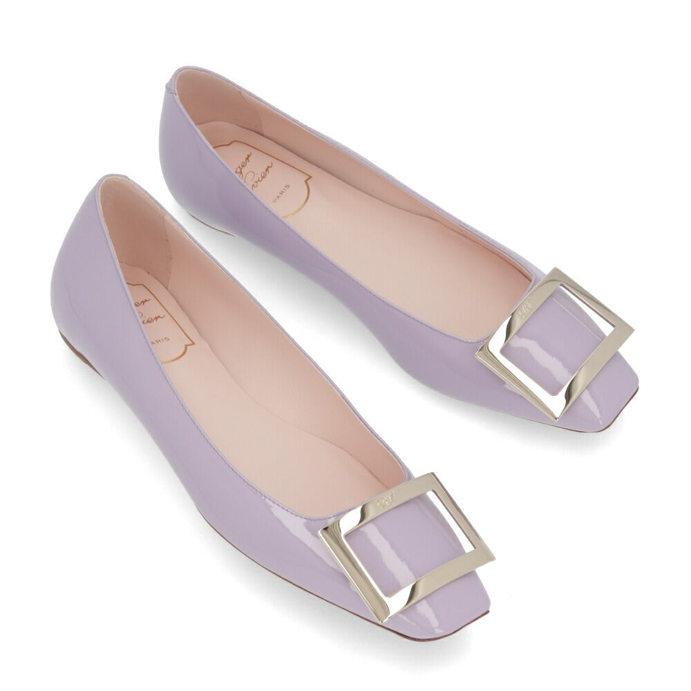 Roger Vivier パンプス パープル フラットシューズ スクエアトゥ ゴールドバックル RVW40415280D1P