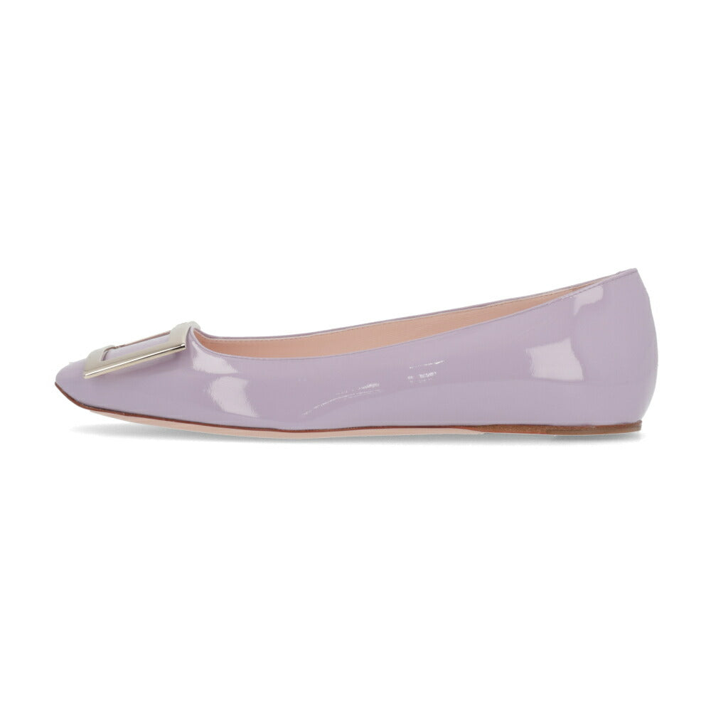 Roger Vivier ロジェ ヴィヴィエ パンプス パープル フラットシューズ スクエアトゥ ゴールドバックル RVW40415280D1P