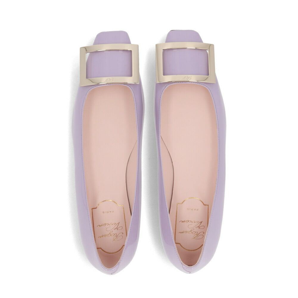 Roger Vivier パンプス パープル フラットシューズ スクエアトゥ ゴールドバックル RVW40415280D1P