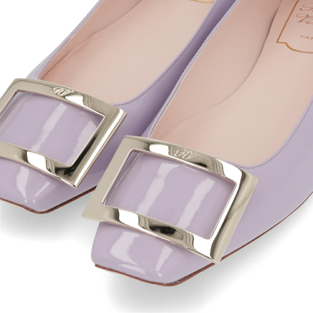 Roger Vivier ロジェ ヴィヴィエ パンプス パープル フラットシューズ スクエアトゥ ゴールドバックル RVW40415280D1P