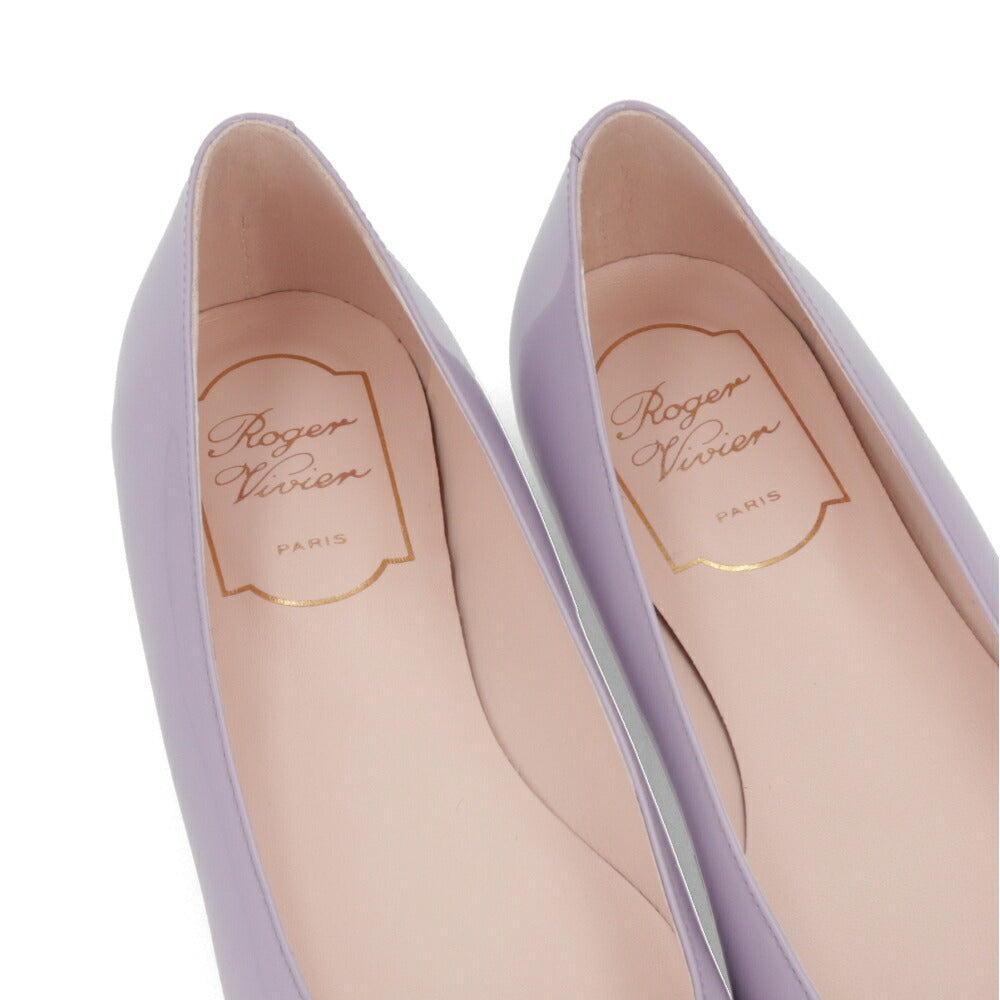 Roger Vivier ロジェ ヴィヴィエ パンプス パープル フラットシューズ スクエアトゥ ゴールドバックル RVW40415280D1P