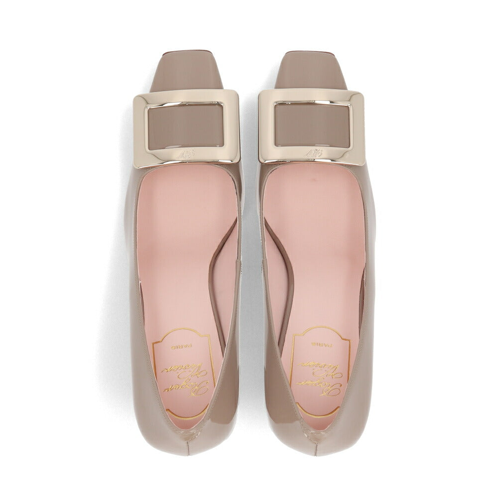 Roger Vivier ロジェ ヴィヴィエ パンプス ブラック クリーム ベージュ スクエアトゥ ゴールドバックル RVW71300320D1P