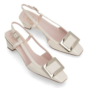 Roger Vivier ロジェ ヴィヴィエ パンプス クリーム スクエアトゥ メタルバックル ミュール RVW00625600D1P
