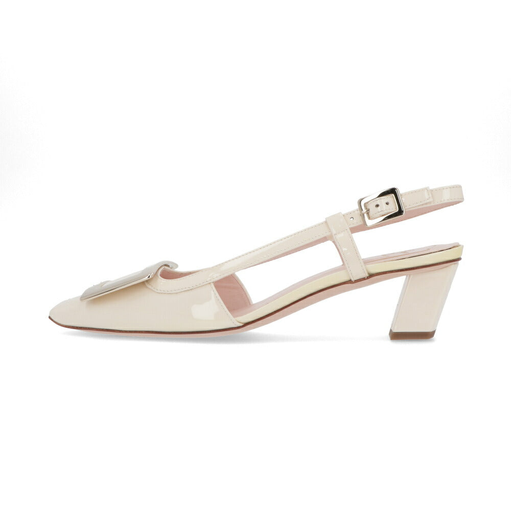 Roger Vivier ロジェ ヴィヴィエ パンプス クリーム スクエアトゥ メタルバックル ミュール RVW00625600D1P
