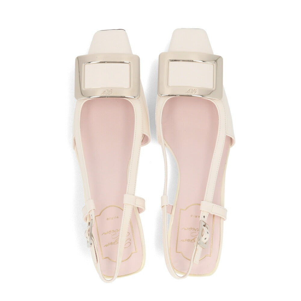 Roger Vivier ロジェ ヴィヴィエ パンプス クリーム スクエアトゥ メタルバックル ミュール RVW00625600D1P
