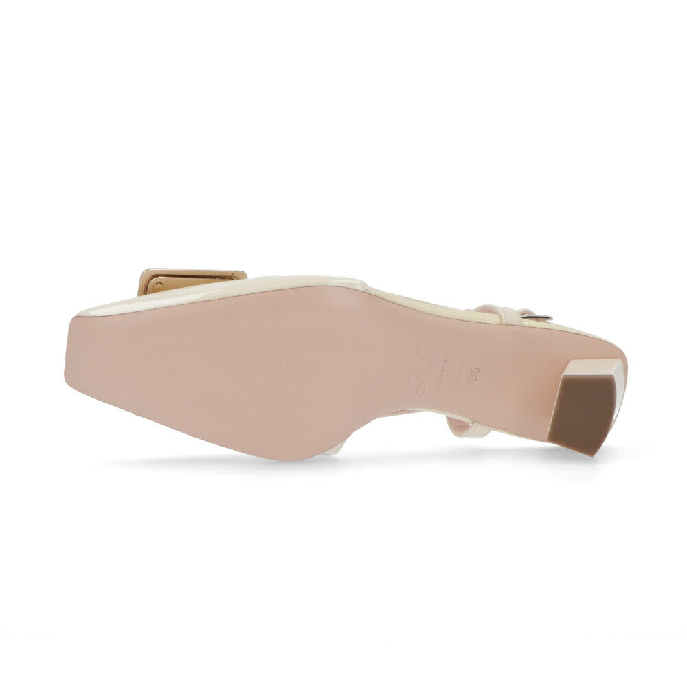 Roger Vivier ロジェ ヴィヴィエ パンプス クリーム スクエアトゥ メタルバックル ミュール RVW00625600D1P
