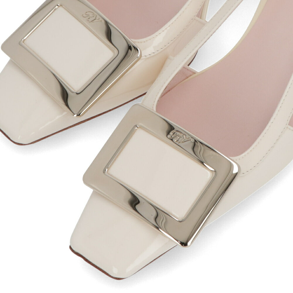 Roger Vivier ロジェ ヴィヴィエ パンプス クリーム スクエアトゥ メタルバックル ミュール RVW00625600D1P