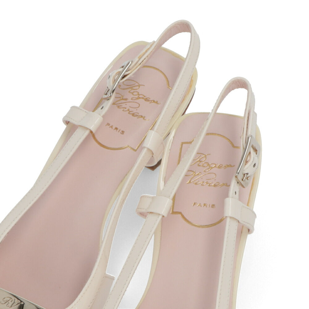Roger Vivier ロジェ ヴィヴィエ パンプス クリーム スクエアトゥ メタルバックル ミュール RVW00625600D1P
