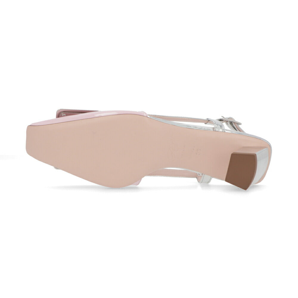 Roger Vivier ロジェ ヴィヴィエ パンプス ピンク×シルバー スクエアトゥ ミュール シルバーメタルバックル RVW00625600T65