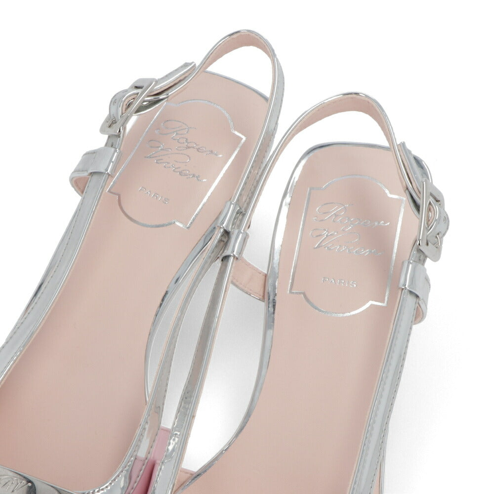 Roger Vivier ロジェ ヴィヴィエ パンプス ピンク×シルバー スクエアトゥ ミュール シルバーメタルバックル RVW00625600T65
