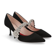 Roger Vivier ロジェ ヴィヴィエ パンプス エフロレッセンス ブラック ポインテッドトゥ フロントストラップ ビジュー RVW61836220RS0