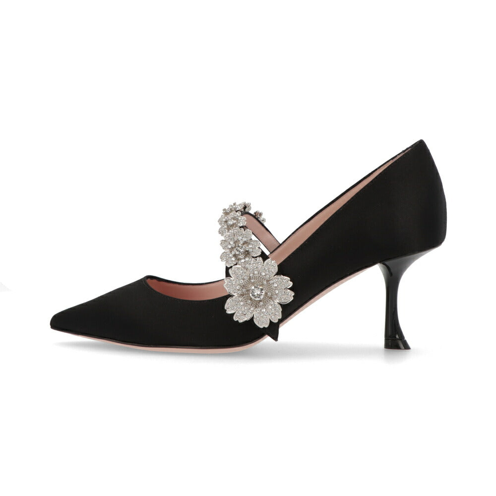 Roger Vivier パンプス エフロレッセンス ブラック ポインテッドトゥ フロントストラップ ビジュー RVW61836220RS0