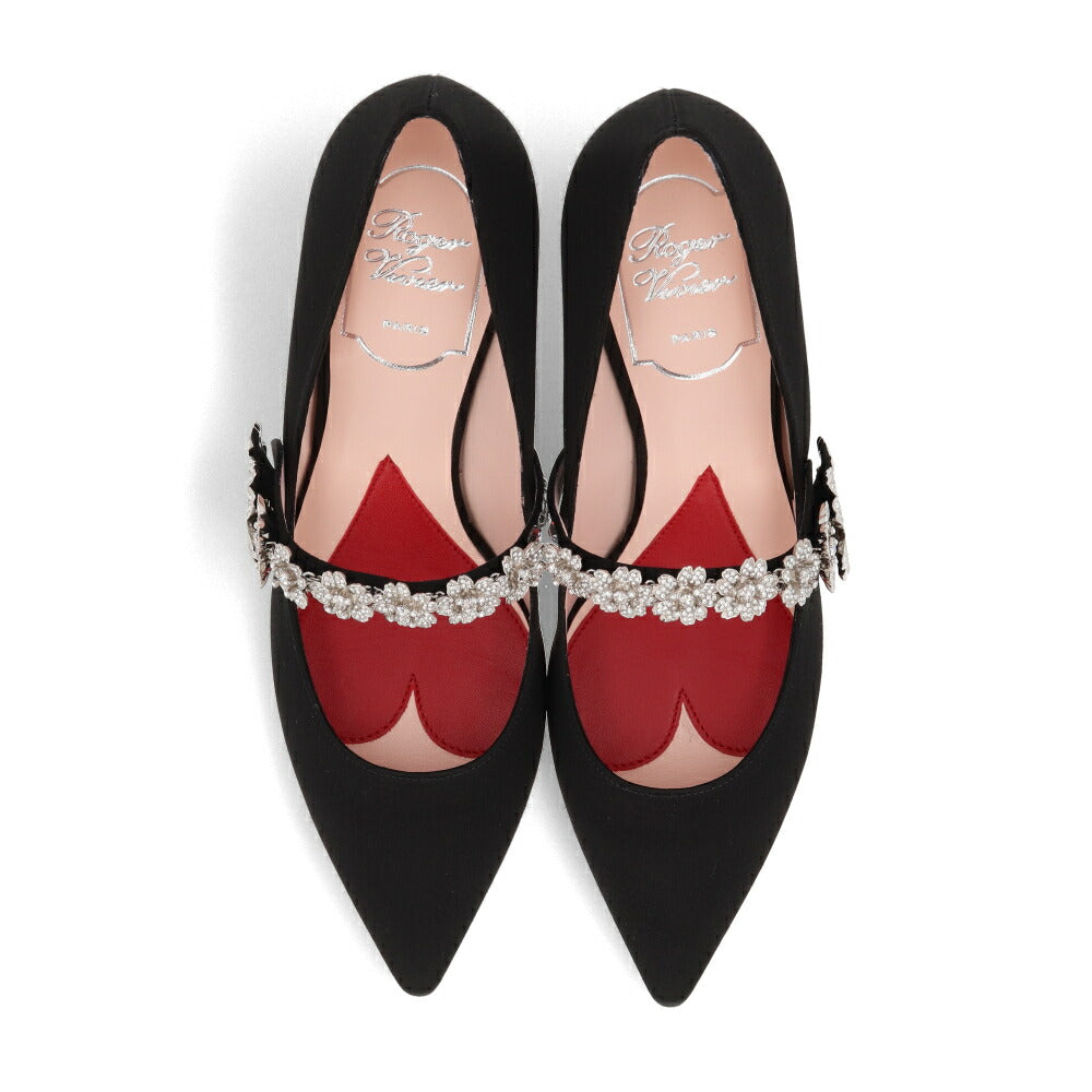 Roger Vivier ロジェ ヴィヴィエ パンプス エフロレッセンス ブラック ポインテッドトゥ フロントストラップ ビジュー RVW61836220RS0