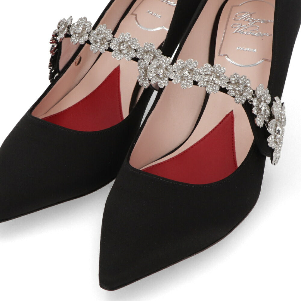 Roger Vivier ロジェ ヴィヴィエ パンプス エフロレッセンス ブラック ポインテッドトゥ フロントストラップ ビジュー RVW61836220RS0