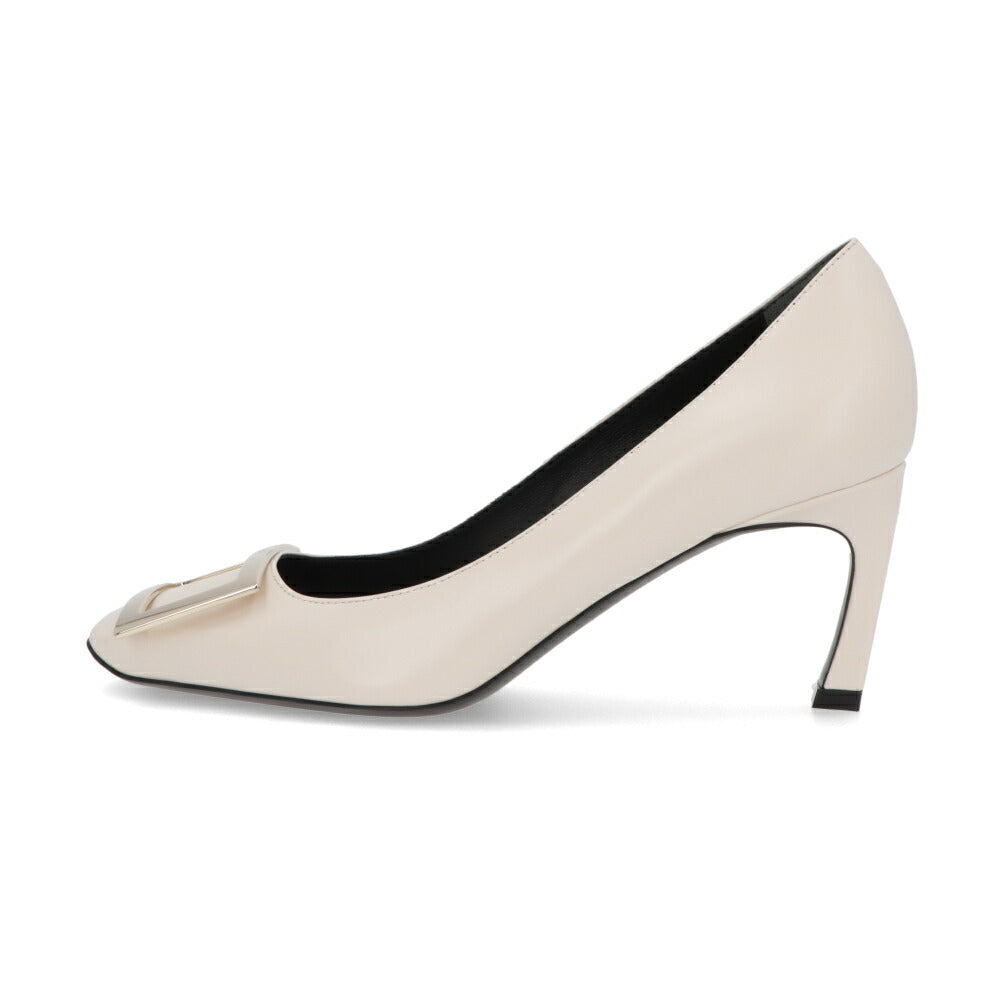 Roger Vivier パンプス クリーム スクエアトゥ ゴールドバックル RVW40015280BSS