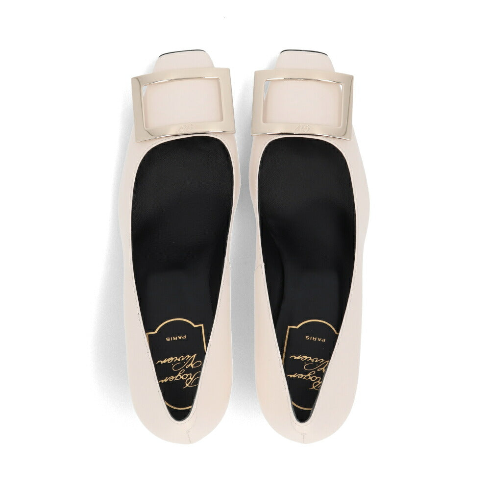 Roger Vivier ロジェ ヴィヴィエ パンプス クリーム スクエアトゥ ゴールドバックル RVW40015280BSS