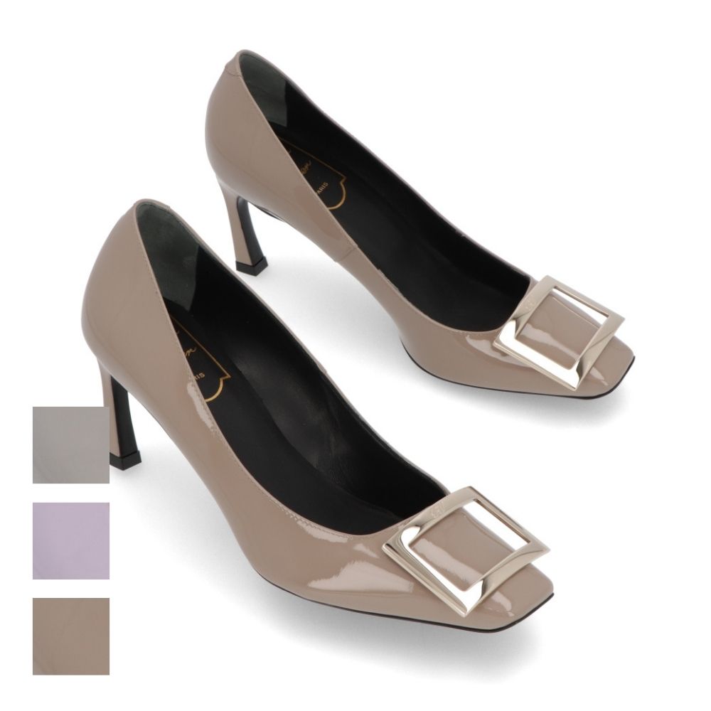 Roger Vivier パンプス ブラック グレー ベージュ パープル ゴールドプレート ヒールパンプス RVW40015280D1P