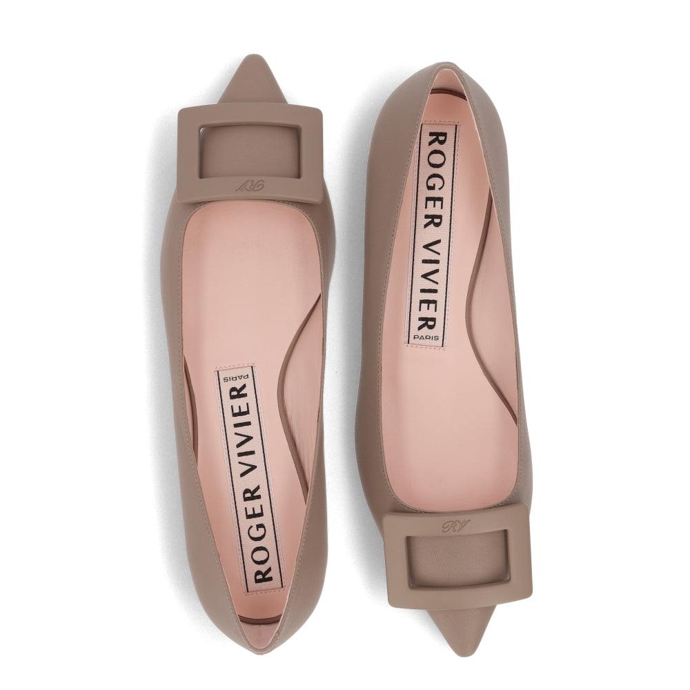 Roger Vivier ロジェ ヴィヴィエ ブラック ベージュ パンプス GOMMETTINE BALL ゴメッティーヌ レザー フラット バレリーナ RVW57527920NK0