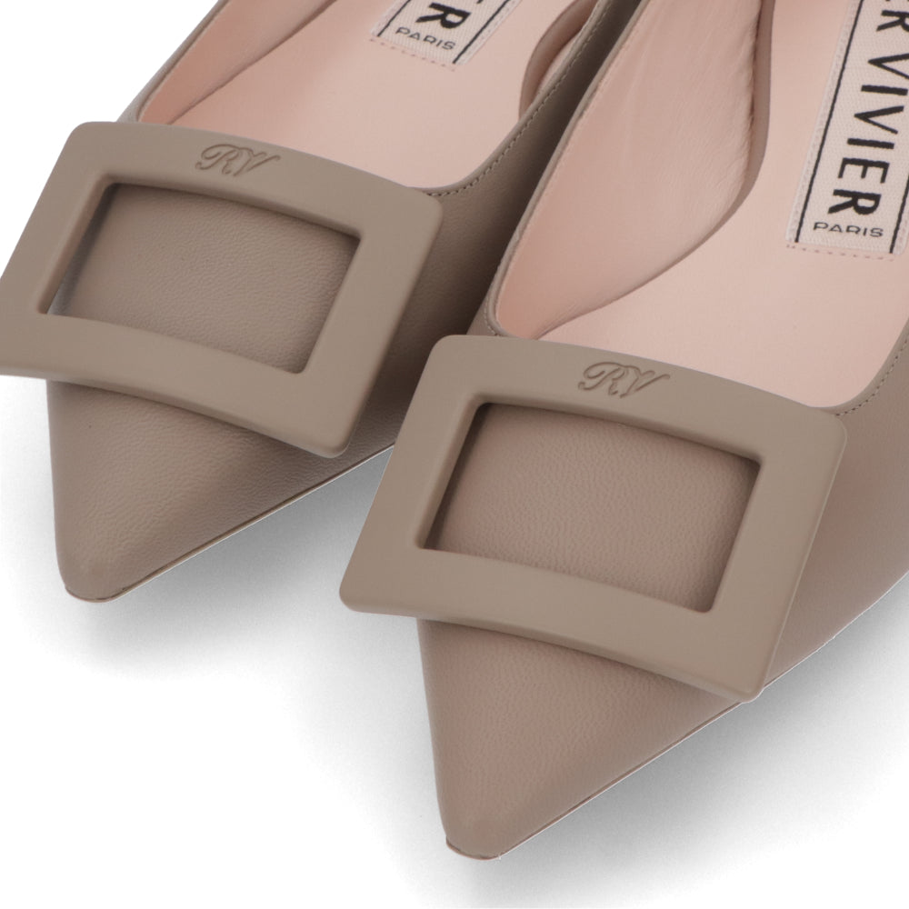 Roger Vivier ロジェ ヴィヴィエ ブラック ベージュ パンプス GOMMETTINE BALL ゴメッティーヌ レザー フラット バレリーナ RVW57527920NK0