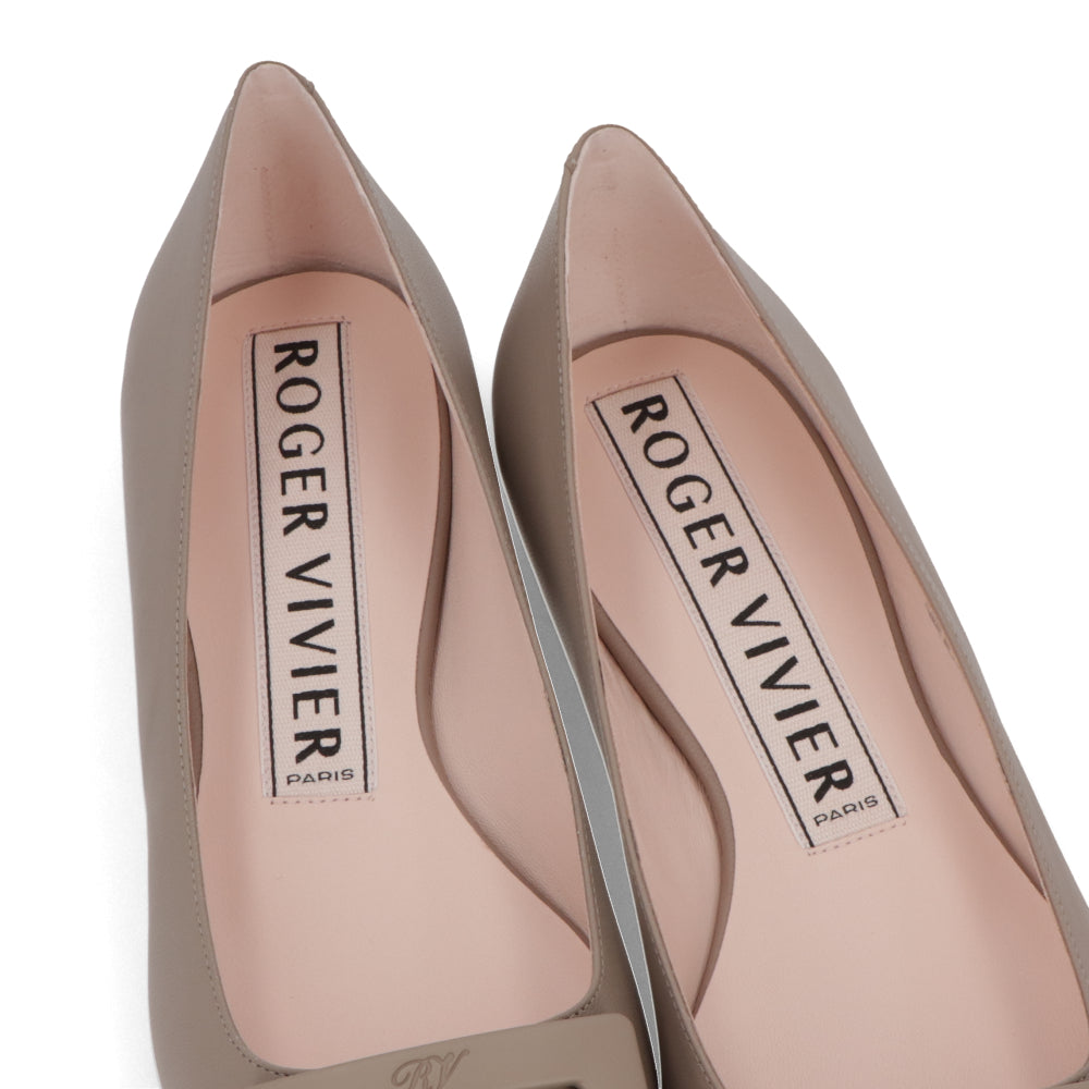 Roger Vivier ロジェ ヴィヴィエ ブラック ベージュ パンプス GOMMETTINE BALL ゴメッティーヌ レザー フラット バレリーナ RVW57527920NK0