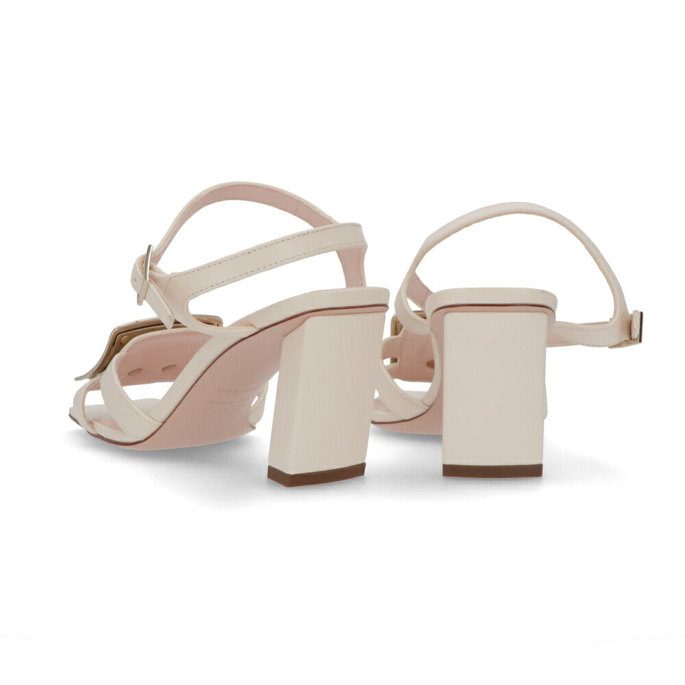 Roger Vivier ロジェ ヴィヴィエ サンダル クリーム スクエアトゥ メタルバックル RVW6963515091T