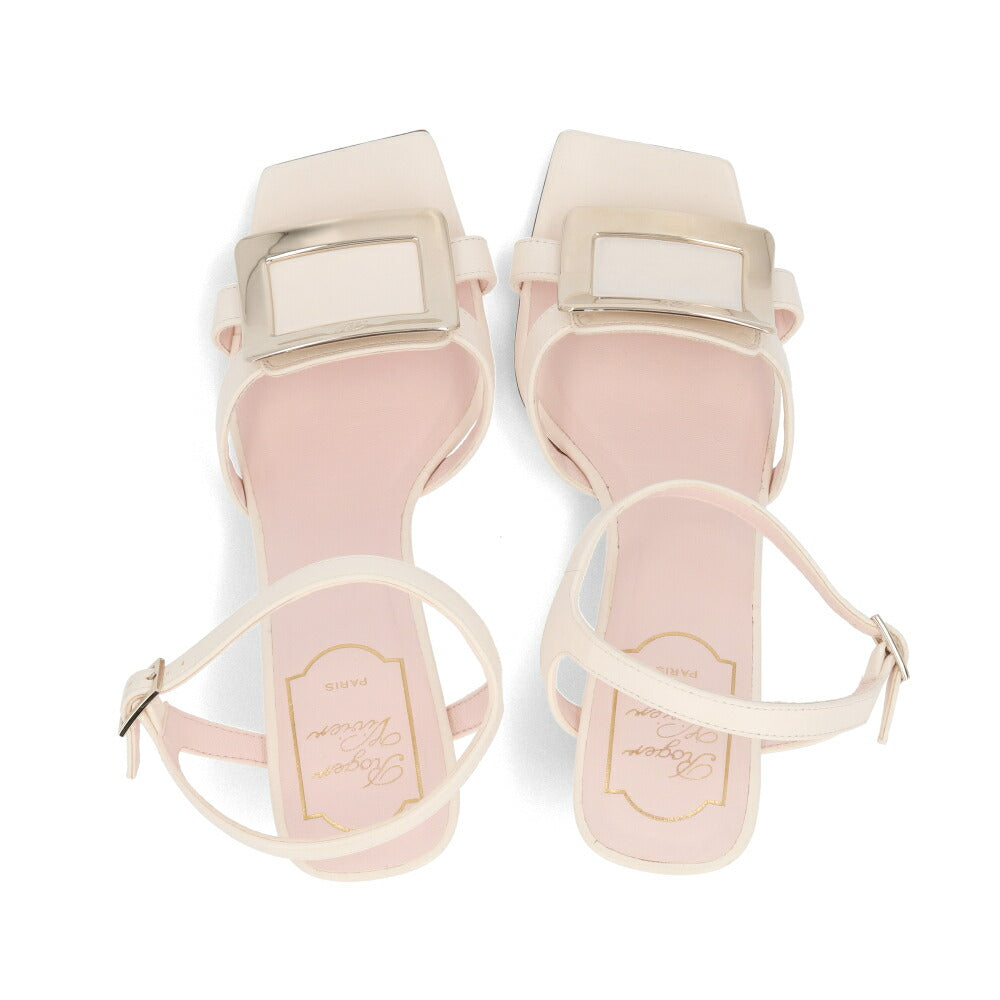 Roger Vivier ロジェ ヴィヴィエ サンダル クリーム スクエアトゥ メタルバックル RVW6963515091T