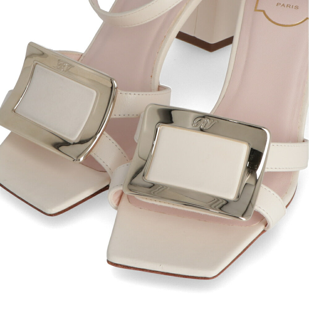 Roger Vivier ロジェ ヴィヴィエ サンダル クリーム スクエアトゥ メタルバックル RVW6963515091T