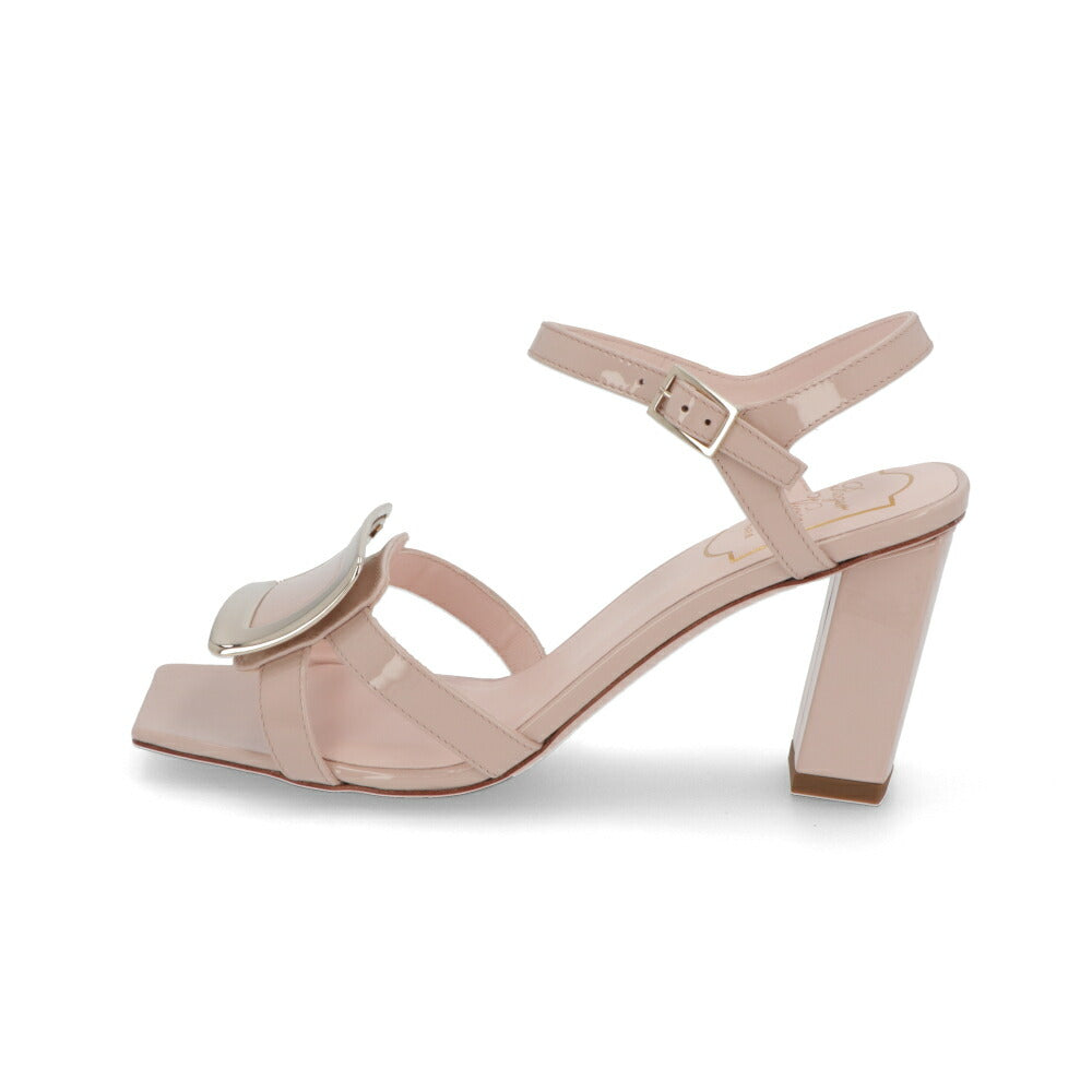 Roger Vivier ロジェ ヴィヴィエ サンダル ブラック ピンクベージュ オープントゥ ゴールドバックル RVW69635150D1P