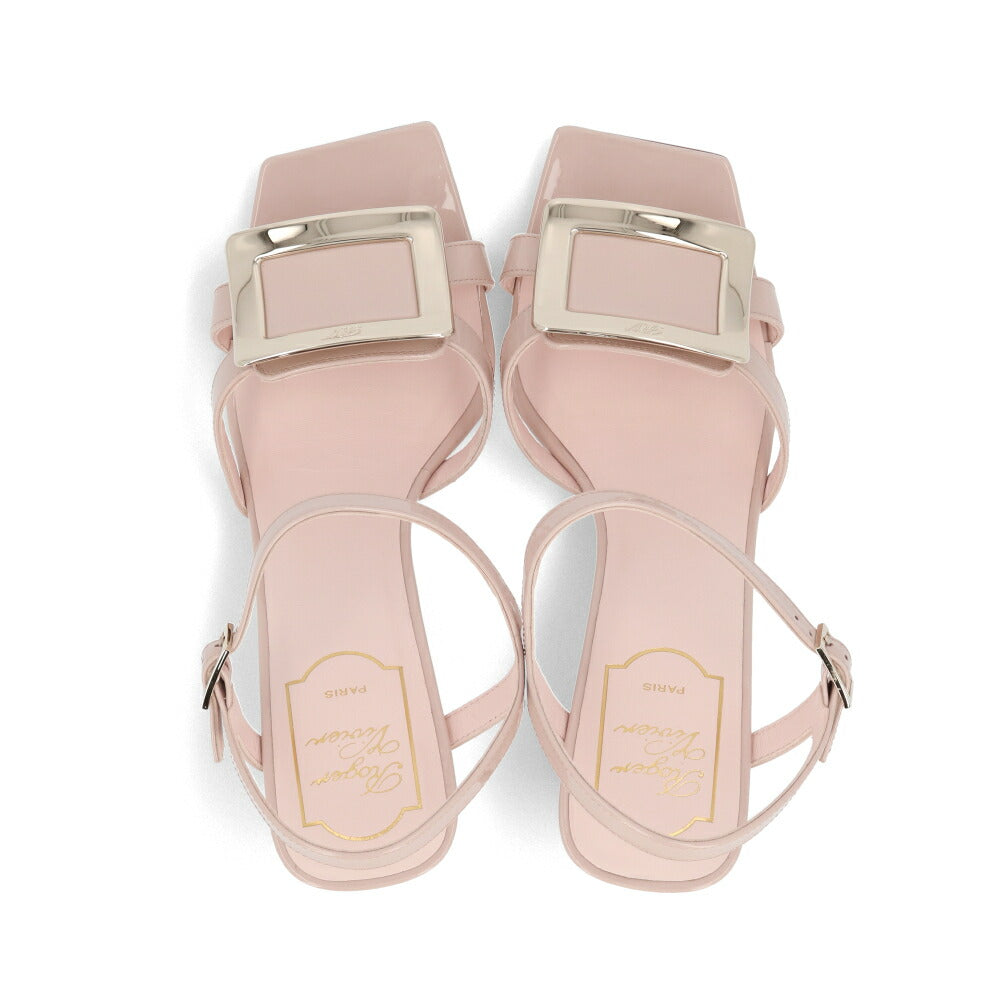 Roger Vivier ロジェ ヴィヴィエ サンダル ブラック ピンクベージュ オープントゥ ゴールドバックル RVW69635150D1P