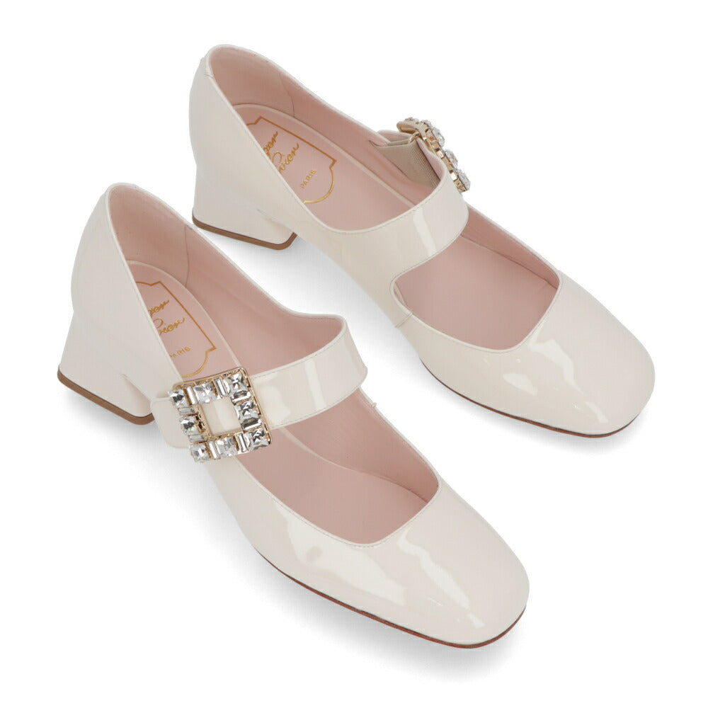 Roger Vivier パンプス クリーム メリージェーン ビジューバックル RVW51934780D1P