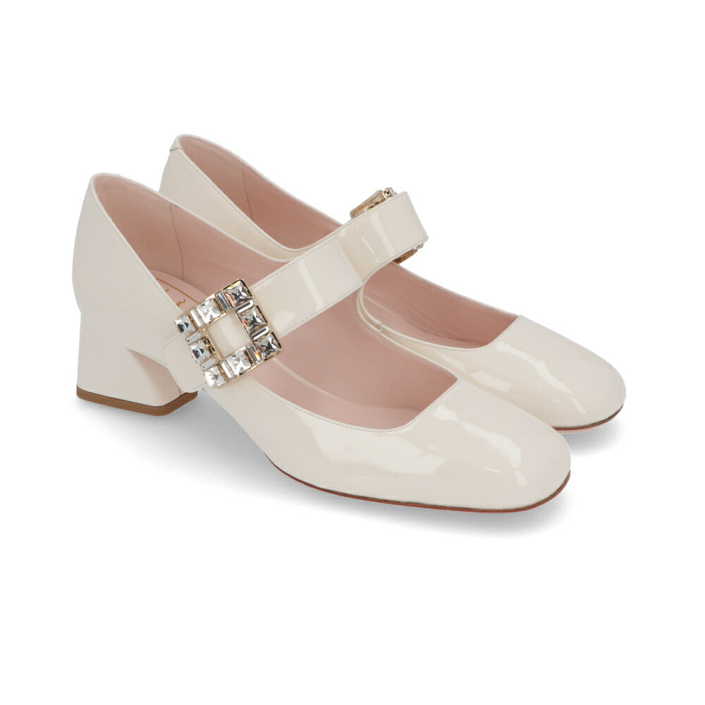 Roger Vivier パンプス クリーム メリージェーン ビジューバックル RVW51934780D1P