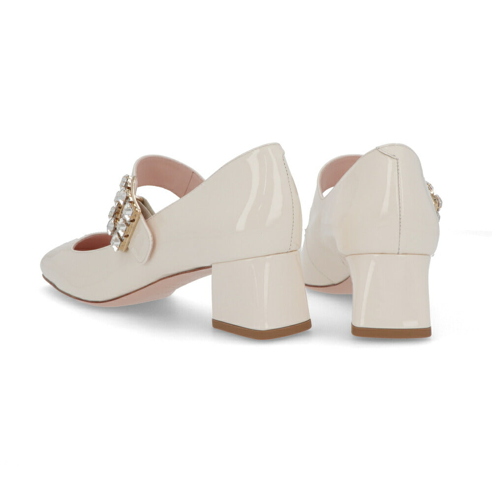 Roger Vivier ロジェ ヴィヴィエ パンプス クリーム メリージェーン ビジューバックル RVW51934780D1P