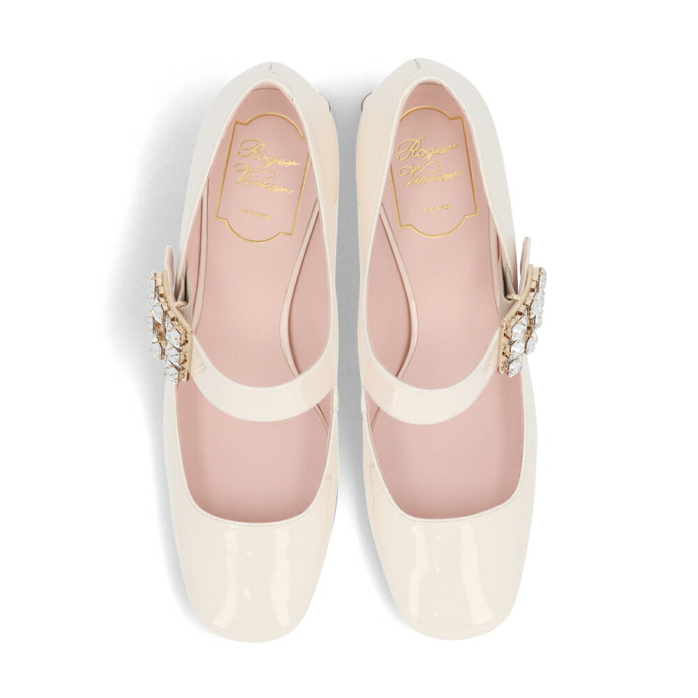 Roger Vivier ロジェ ヴィヴィエ パンプス クリーム メリージェーン ビジューバックル RVW51934780D1P