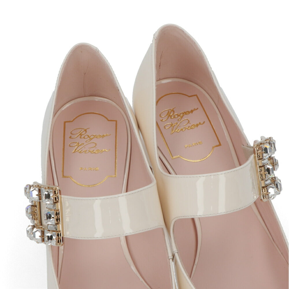 Roger Vivier ロジェ ヴィヴィエ パンプス クリーム メリージェーン ビジューバックル RVW51934780D1P