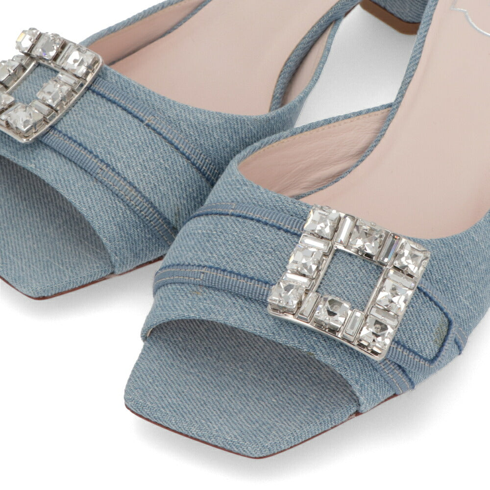 Roger Vivier ロジェ ヴィヴィエ サンダル ライトブルー デニムサンダル ミュール ビジューバックル RVW53637700JDL