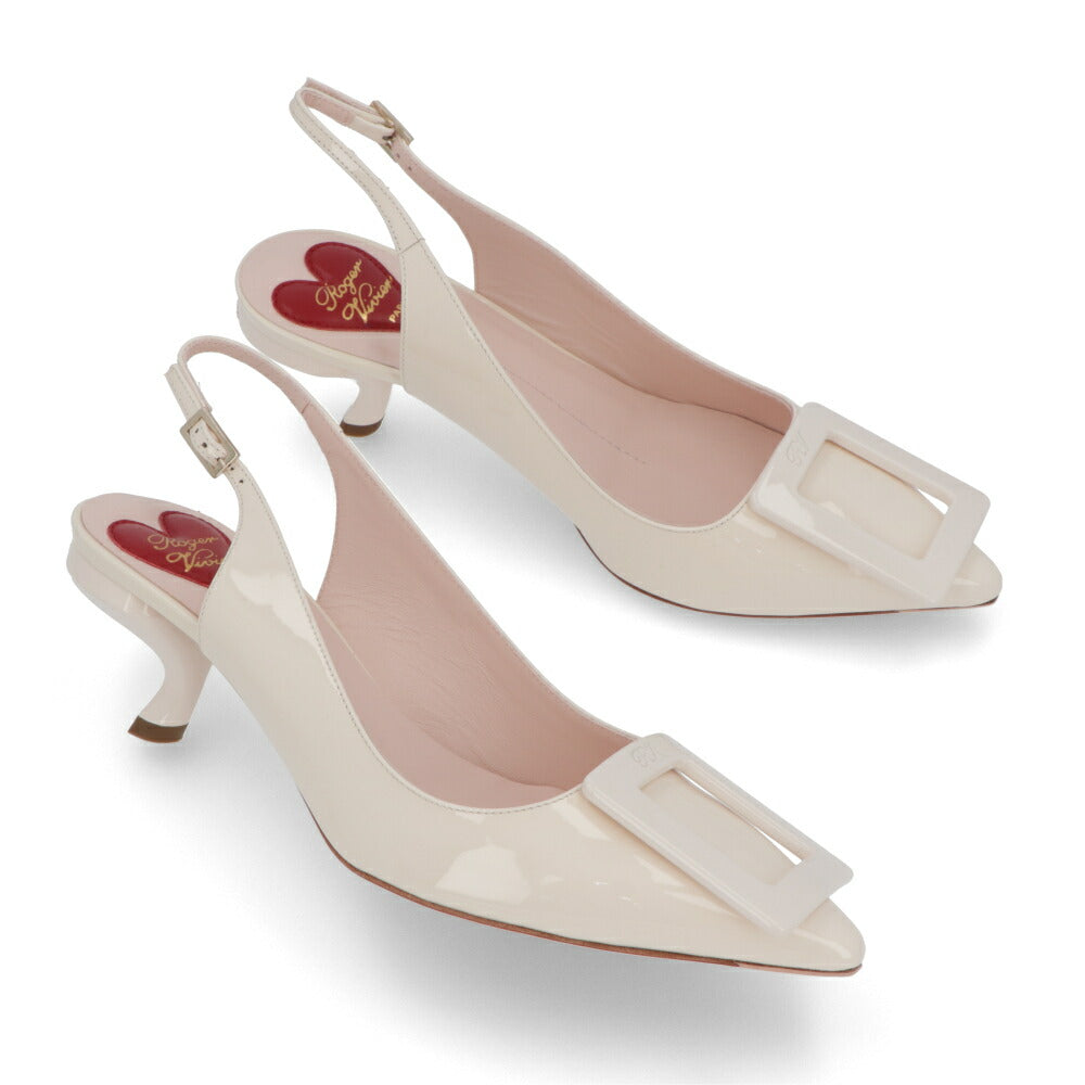 Roger Vivier パンプス ブラック クリーム ポインテッドトゥ バックストラップ RVW63831440D1P