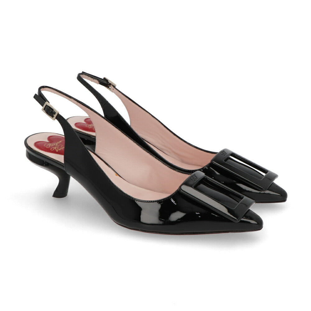Roger Vivier ロジェ ヴィヴィエ パンプス ブラック クリーム ポインテッドトゥ バックストラップ RVW63831440D1P