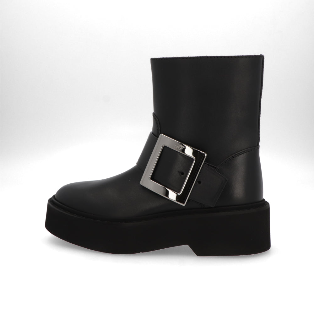 Roger Vivier ロジェ ヴィヴィエ ブラック ヴィヴ レンジャーズ レザー メタルバックル厚底 靴 ショートブーツ RVW74038980TTQ