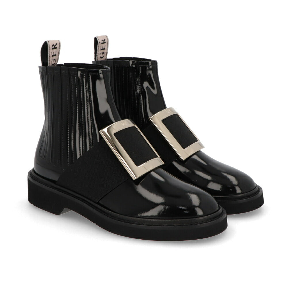 Roger Vivier ブーツ ブラック サイドゴア メタルバックル ショートブーツ RVW54825170MRK