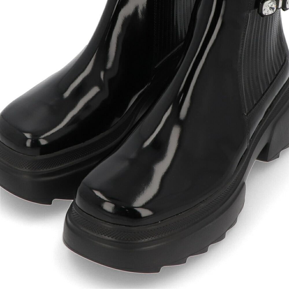 Roger Vivier ロジェ ヴィヴィエ ブーツ ブラック チェルシーブーツ アンクルブーツ エナメル クリスタルバックル ショートブーツ RVW710358001UJ