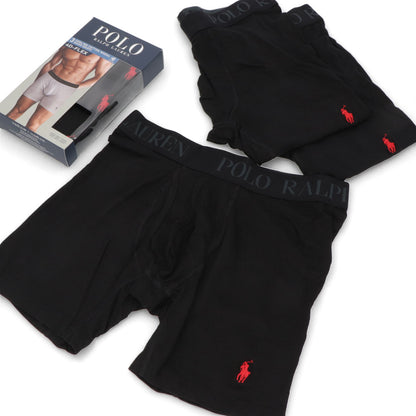 【新品】ラルフローレン Ralph Lauren 下着 パンツ メンズ ブラック ブルー コットン レーヨン ポリウレタン ロゴ 刺繍 ３枚セット シンプル ブリーフ ボクサーパンツ LFBBP3