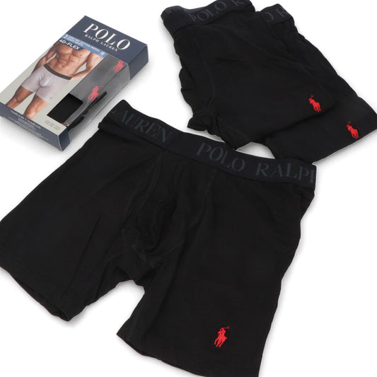 【新品】ラルフローレン Ralph Lauren 下着 パンツ メンズ ブラック ブルー コットン レーヨン ポリウレタン ロゴ 刺繍 ３枚セット シンプル ブリーフ ボクサーパンツ LFBBP3