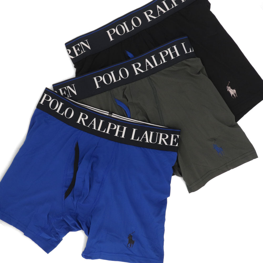 【新品】ラルフローレン Ralph Lauren 下着 パンツ メンズ ブラック マルチカラー ポリエステル エラスタン ロゴ プリント ３枚セット シンプル ブリーフ ボクサーパンツ LBBBP3