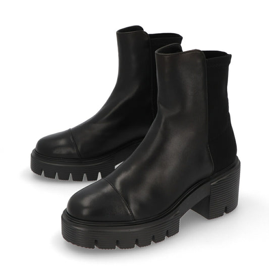 スチュアートワイツマン STUART WEITZMAN シューズ ブーツ レディース 5050 SOHO BOOTIE ブラック レザー 合成繊維 厚底ブーツ 無地 シンプル ロゴ ショートブーツ SC722
