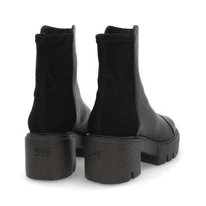 スチュアートワイツマン STUART WEITZMAN シューズ ブーツ レディース 5050 SOHO BOOTIE ブラック レザー 合成繊維 厚底ブーツ 無地 シンプル ロゴ ショートブーツ SC722
