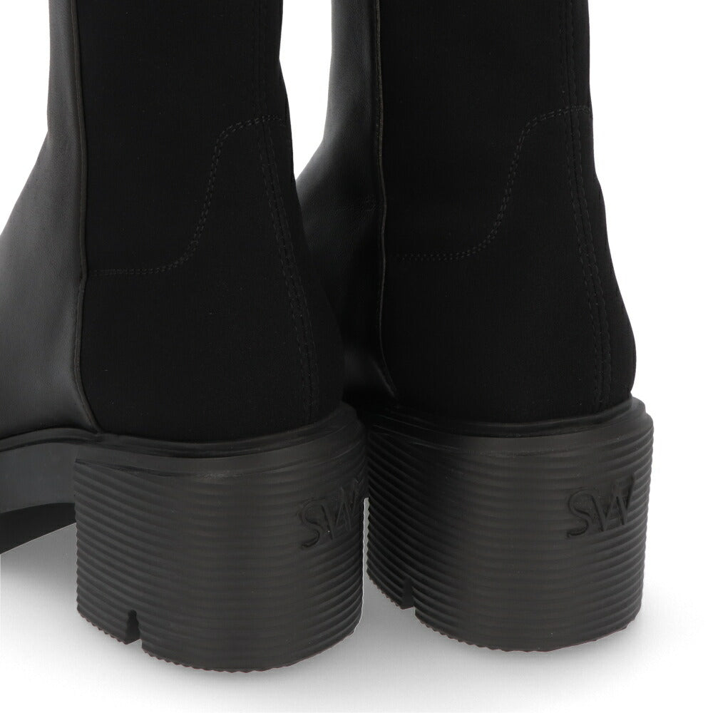 スチュアートワイツマン STUART WEITZMAN シューズ ブーツ レディース 5050 SOHO BOOTIE ブラック レザー 合成繊維 厚底ブーツ 無地 シンプル ロゴ ショートブーツ SC722